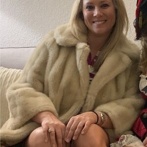 Vintage Faux Fur Tan Coat- Made in the United Kingdom
